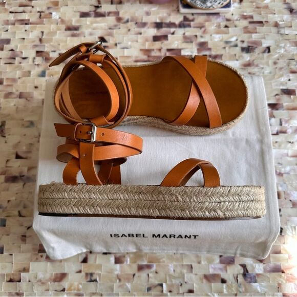 NWB Isabel Marant Melyz Leather Strappy Platform Espadrille Sandals EU 37 - Picture 5 of 10